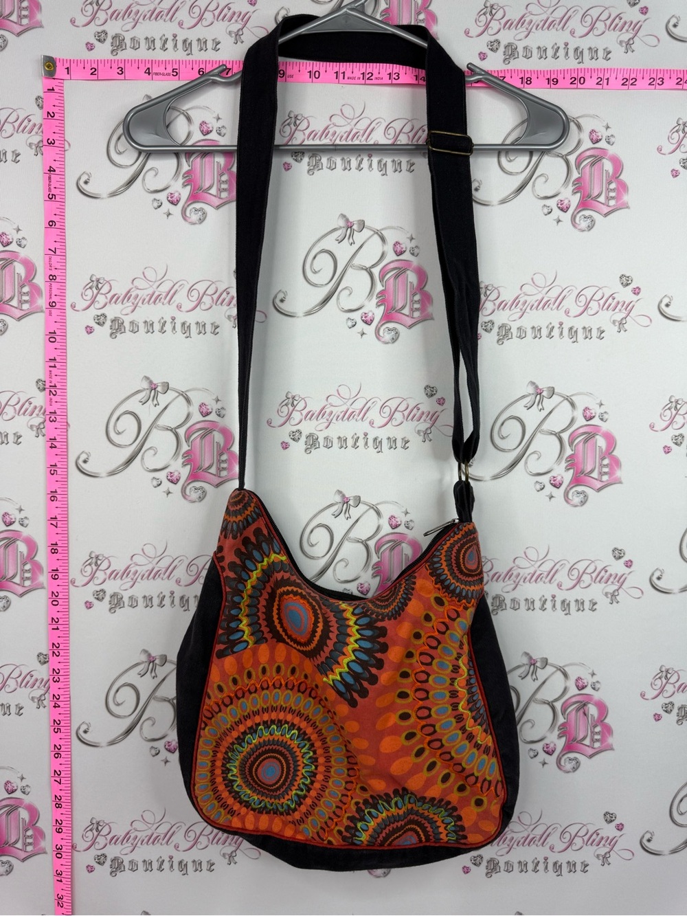Nepal bag 100% cotton Boho Spiral Print Crossbody Bag in Orange
